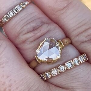 1.4ct Victorian Rose Cut Diamond Foil Back ring 14ky